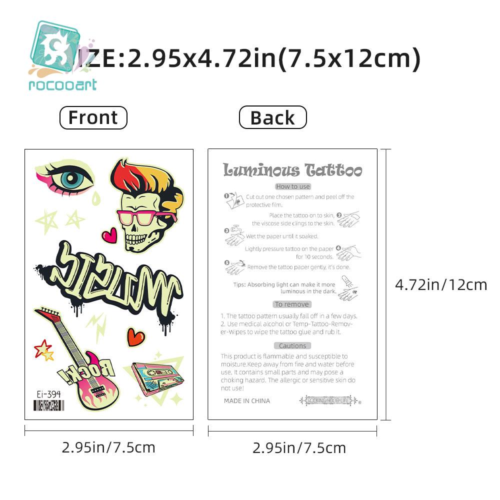 New Luminous Waterproof Rock Band Tattoo Stickers for Concerts & Music Festivals