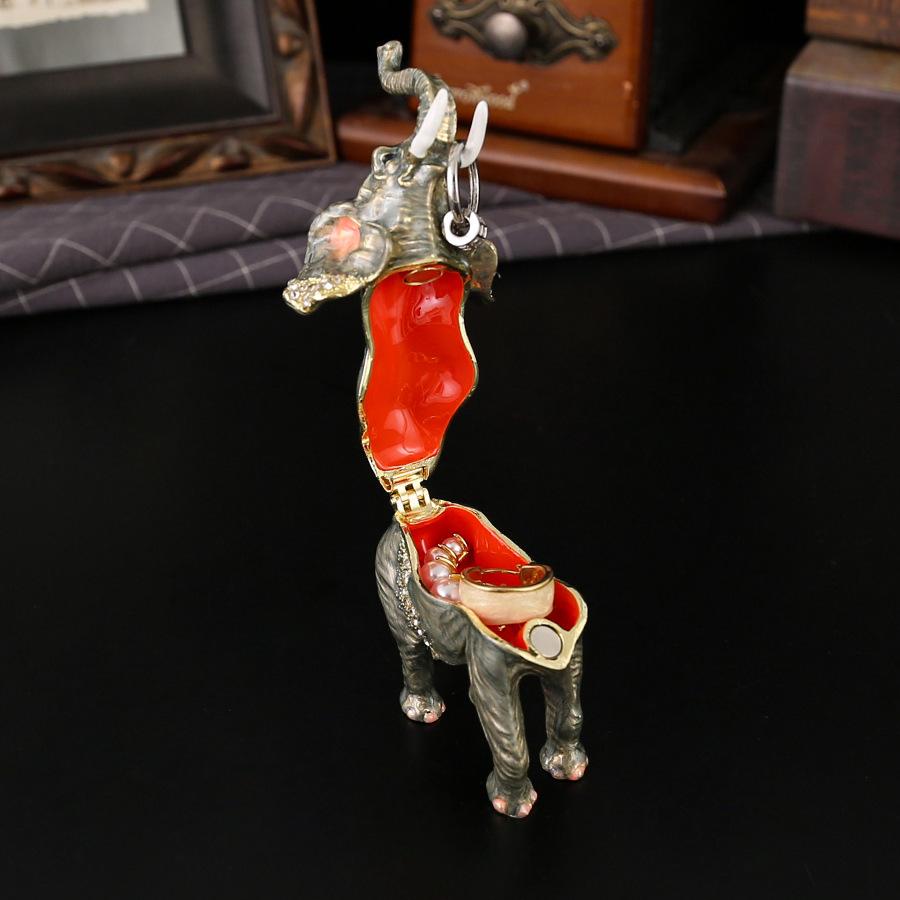 New light luxury enamel color diamond inlaid elephant jewelry box ring jewelry storage box tabletop ornament metal handicraft