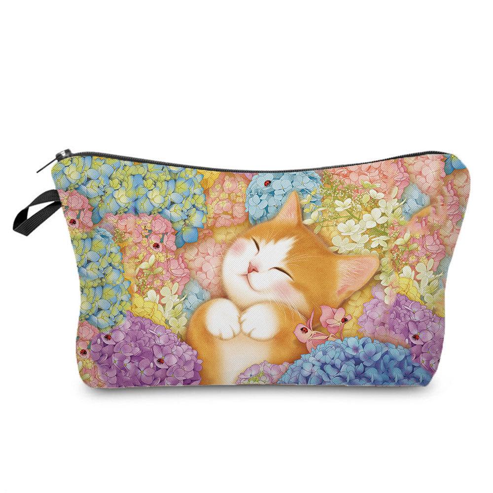 Women Cat Print Cosmetic Bag Toiletries Organize Travel Storage Case KTB
