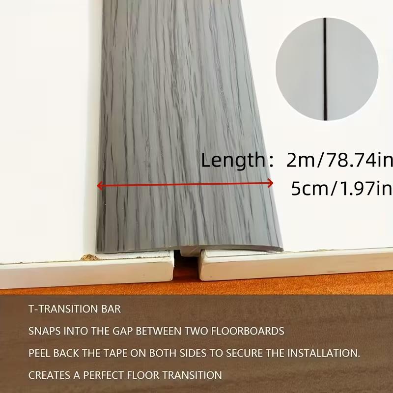 1PC 2M/78.74in Durable Carpet To Tile Floor Transition Strip Self Adhesive T-Molding Edging Trim Strip Laminate PVC Threshold Co