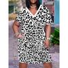 Plus Size - Plus Size - Stylish Large-Sized Tank Dress with Short Sleeves, Featuring a Printed Design That Is Both Chic And Sophisticated