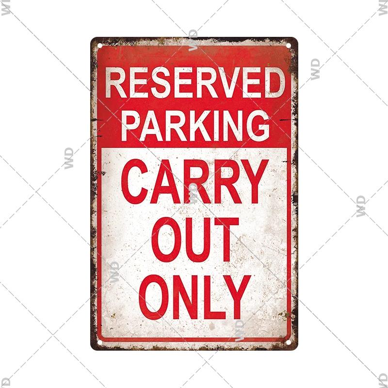 Tin Sign No Parking Slow Down Caution Warning Do Not Pass Metal Vintage Plaque Retro Metal Plate Traffic Yard Street Wall Decor