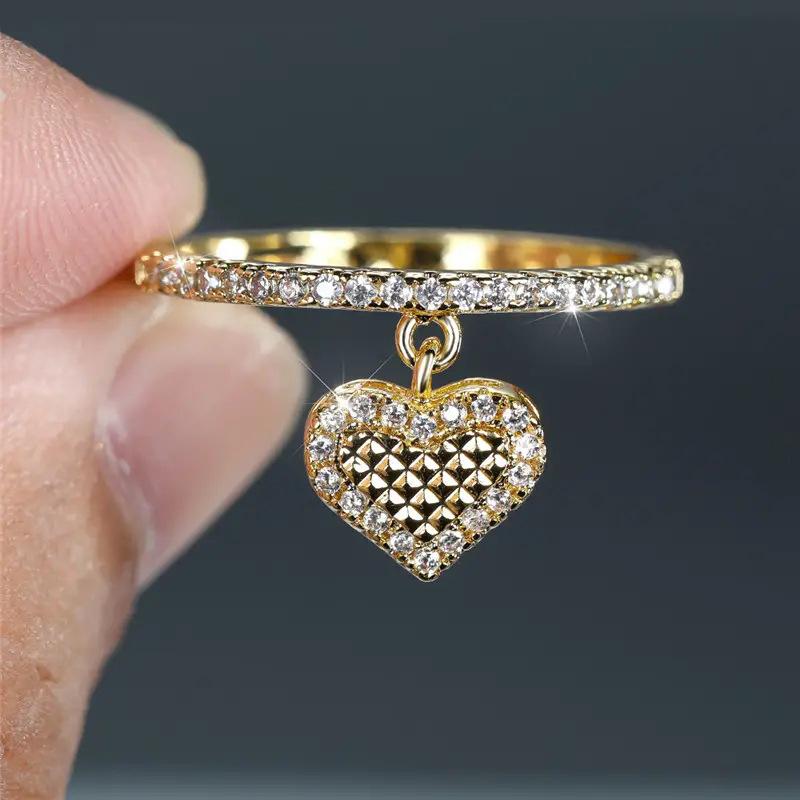 Dreamy Exquisite Heart-Shaped Zircon Pendant Ring for Women