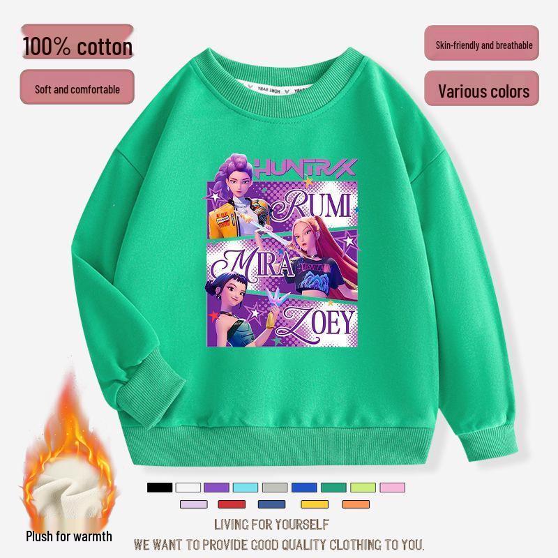 K-pop Monster Hunter Witch Girls' Hoodie - Stylish Autumn/Spring Round Neck Casual Top for Children