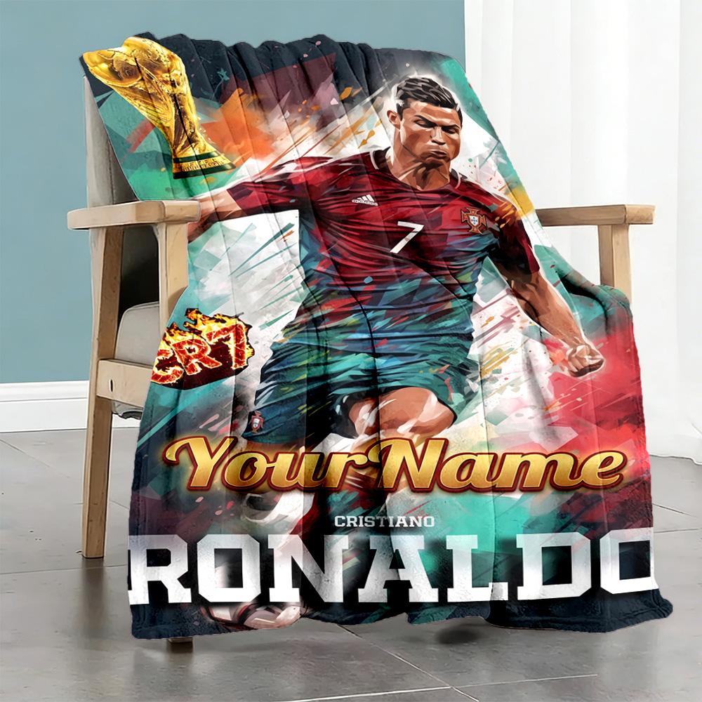 Cristiano Ronaldo 135 Customize Your Name Blanket Throw Personalized Blanket Durable Comfort Great for Bedding Sofa Office Chair Chair