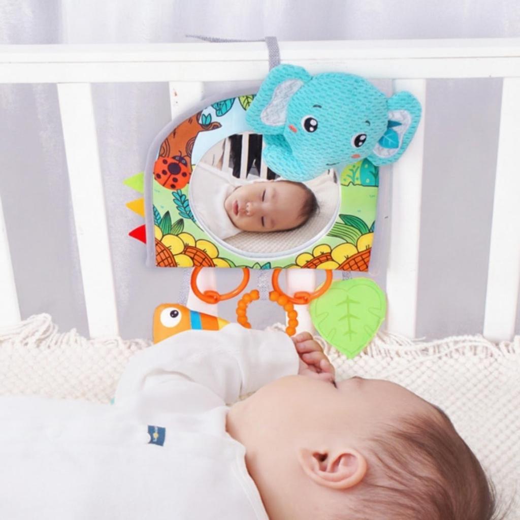 Crib Mirror with Hanging Toys Sensory Toy Soft for Infants, Newborns
