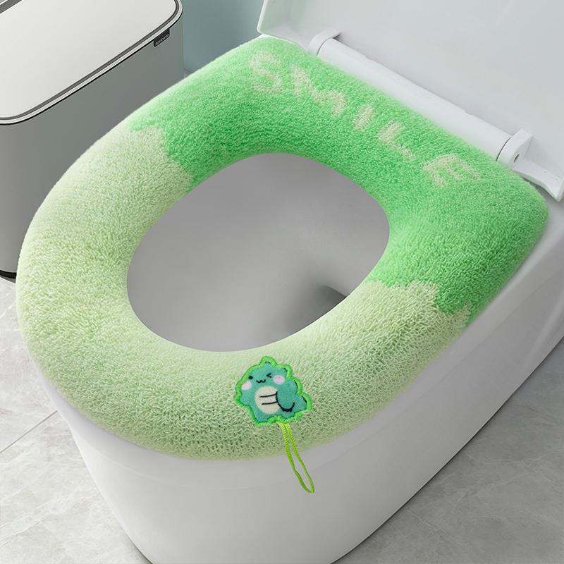 [HGS]1Pcs Polyester Toilet Seat Cover Bathroom Soft Warmer Washable Mat Cover Pad Cushion Seat[HGS]