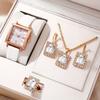 Square Roman Watch Gem Bracelet Set Square Belt Watch + Square Gem Bracelet Set