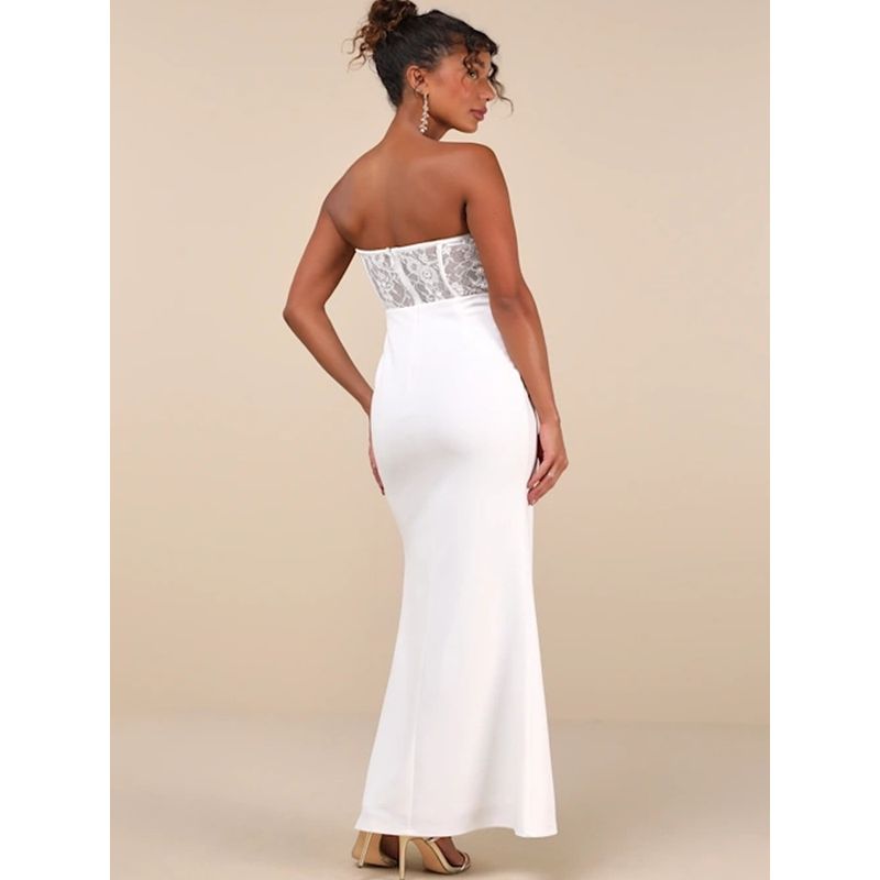 Export Lu's Spring/Summer New Arrival Elegant Adult Lady like Woman Lace Chest Wrap See-through Slim-Fit Sheath Elegance Dress with Chest Pad