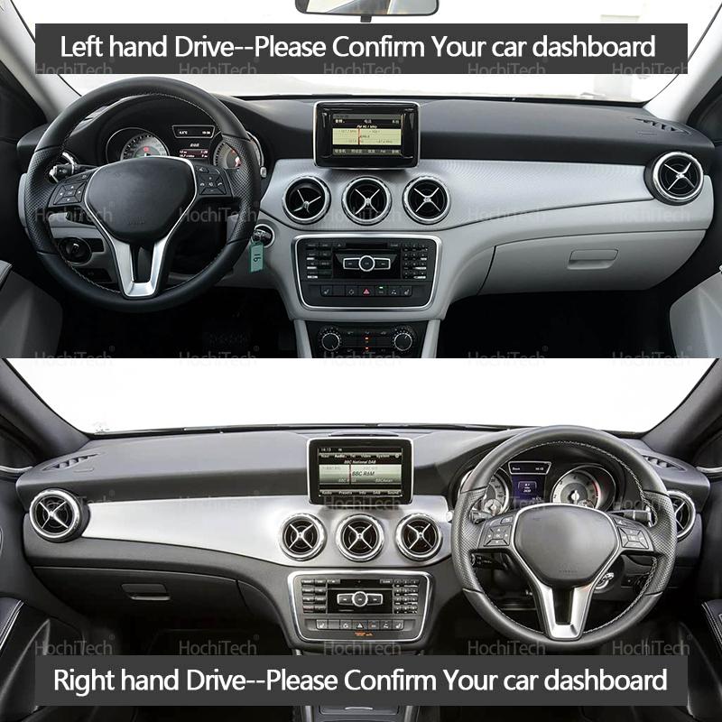 Anti-UV Suede Leather Dashmat Black/Brown Dashboard Cover Sun Shade Carpet Non-slip Pad for Mercedes Benz GLA X156 AMG 2014-