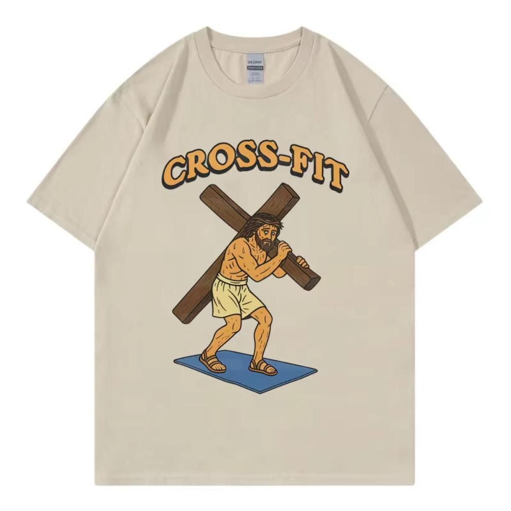 Jesus Funny Christian Gym Meme Tshirt Fashion Vintage Short Sleeve Tshirt Unisexs Women Clothing Casual Cotton TShirt Streetwear