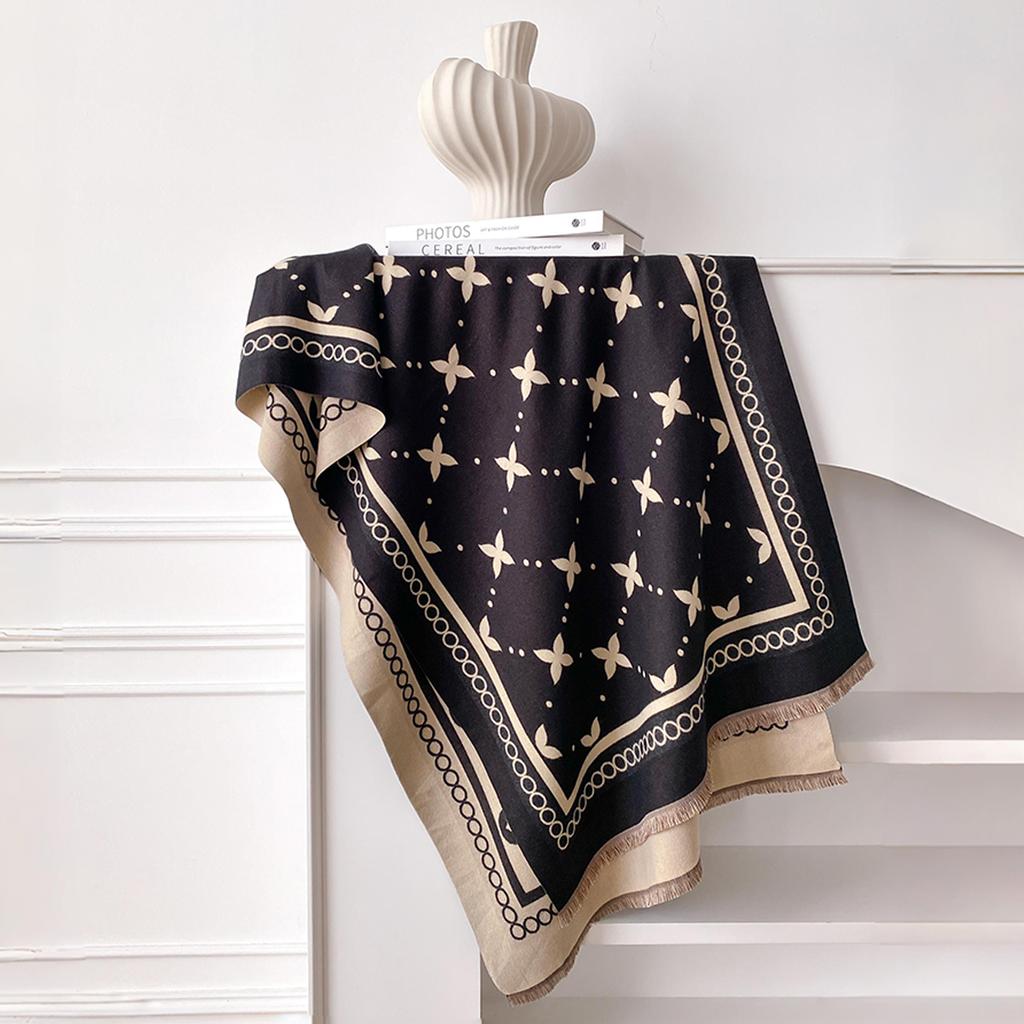 Elegant Ladies' Jacquard Pashmina Cashmere Scarf Winter Thick Warmth Two-Sided Shawl Coldproof Windproof Blanket Scarf