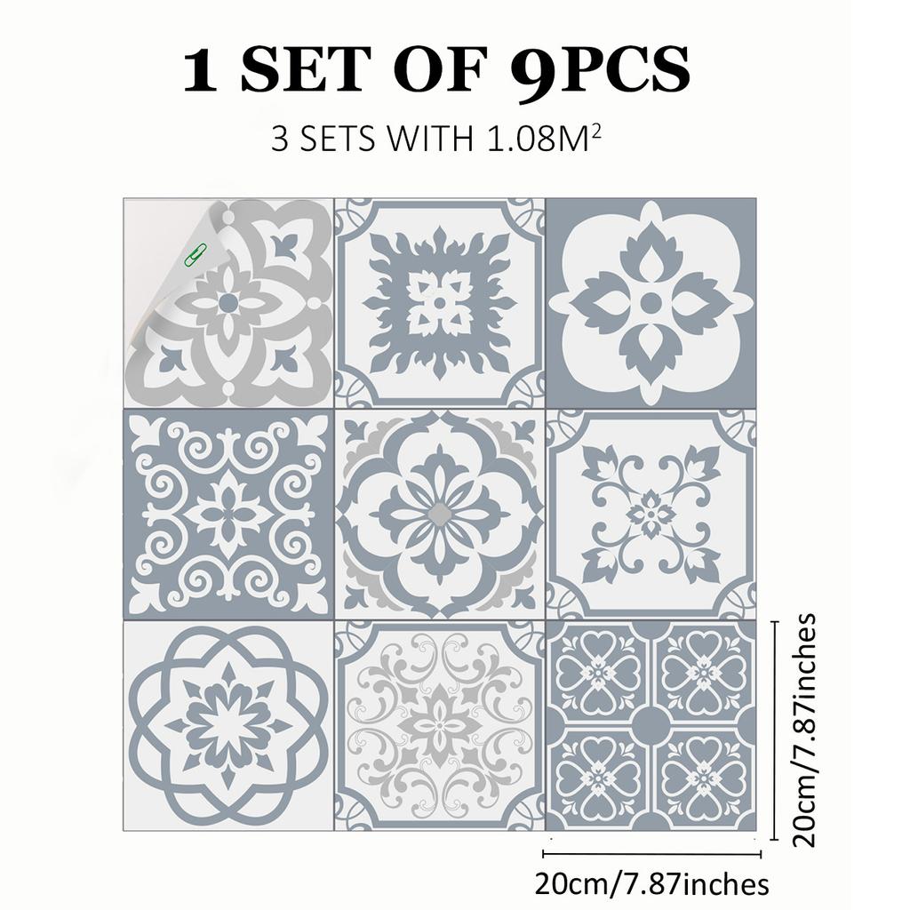 Mediterranean Wind Thickened Living Room Wear-Resistant Retro Pvc Floor Sticker Matte Floor Tile Self-Adhesive Bathroom Wall Sticker