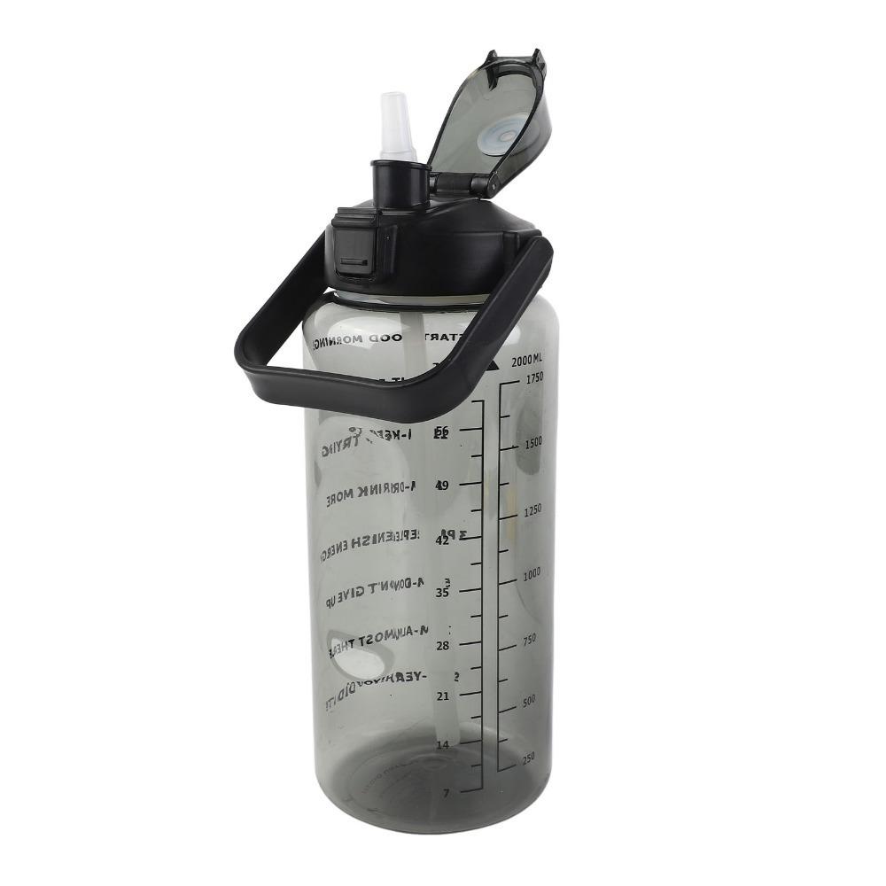 PC Sports Water Bottle With Time Scale Water Bottle With Straw Leakproof Water Bottle  Daily Use чёрный