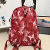 Women's Butterfly Printed Backpack Corduroy Student School Bag Large Capacity Class Backpack