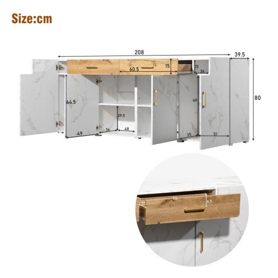 Storage Cabinet High Stability with 4 Doors Sturdy Construction Smooth Edge Easy Installation Item Storage Living Room Storage Cabinet Free-Standing