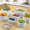 3 Pezzi Contenitori Frutta Grande Capacità per Frigorifero Ermetici Contenitore Conservazione Cibo con Scolapasta Rimovibile Lavabile in Lavastoviglie Salva Frutta e Verdura