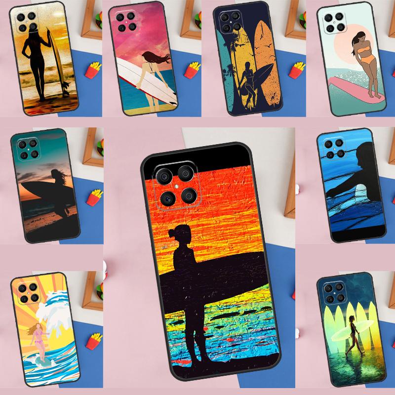 Surfing Art Surf Girl Case For Honor 50 70 90 Lite X9b X9a X8b X8a X8 X9 X9c Honor 200 Pro Magic 7 5 6 Lite Cover