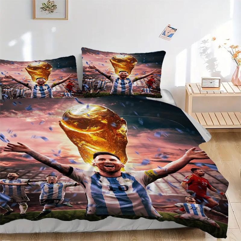 

Argentina World Cup Celebration Bedding Set Comforter Cover Gift for Bedroom,Includes 1 Cover and 2 Pillowcases, No InsertB608 135x200cm