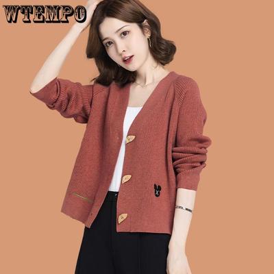 Pulover Cardigan Îmbrăcăminte pentru femei Pulover cu decolteu în V Pulover pentru femeie Top cu mânecă lungă Toamnă Iarnă Pulover tricot cu margini ondulate