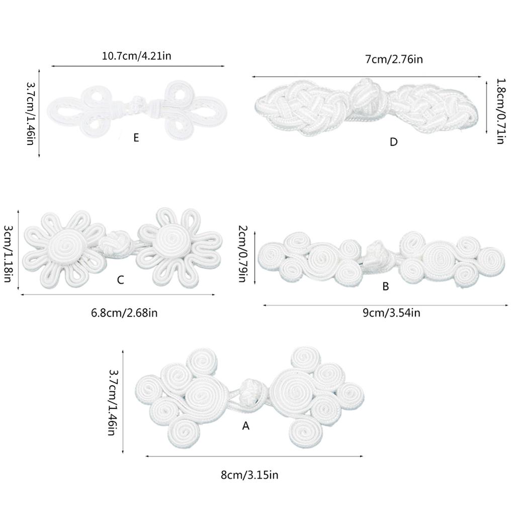 Chinese Traditional Button Sewing Crafted Buttons Sew On for Handcraft Cheongsam Embellishment White