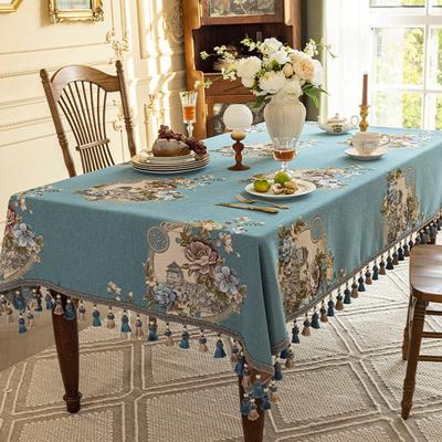 Europäische Jacquard-Tischdecke, rechteckig, quadratisch, Luxus-Tischdecke mit Quaste für Küche, Esszimmer, Party, Weihnachtstischdekoration