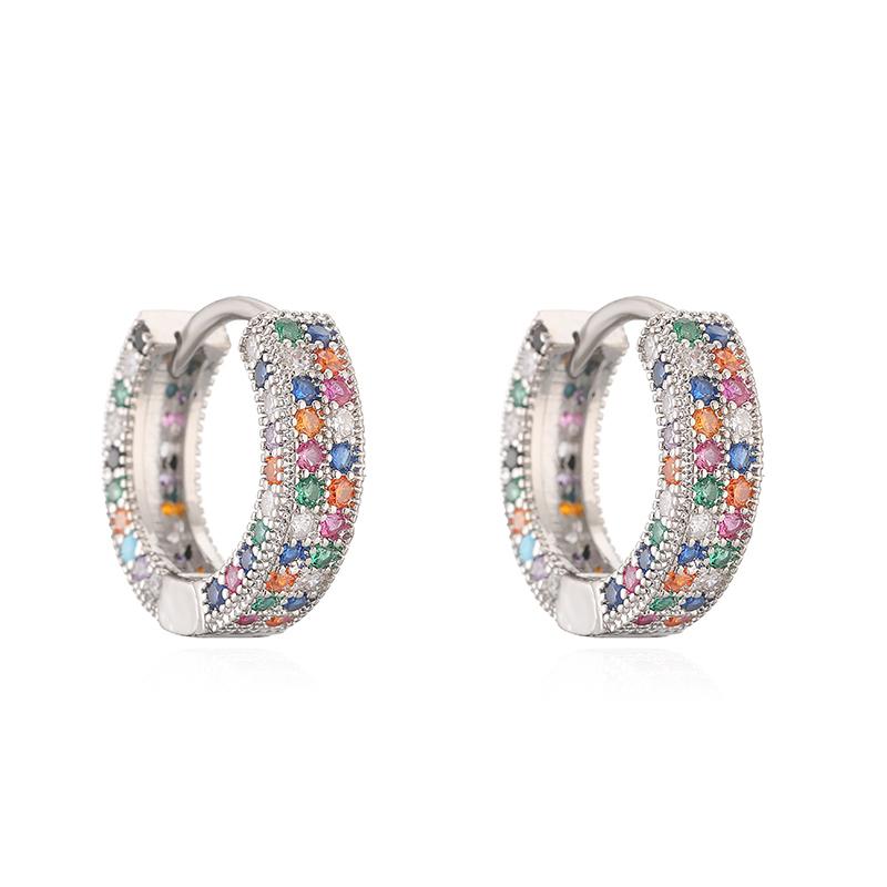 

HECHENG, Exquisite Minimalist High-Quality Unisex Earrings with CZ Stone, Copper Metal Zircon, 1 Pair Other