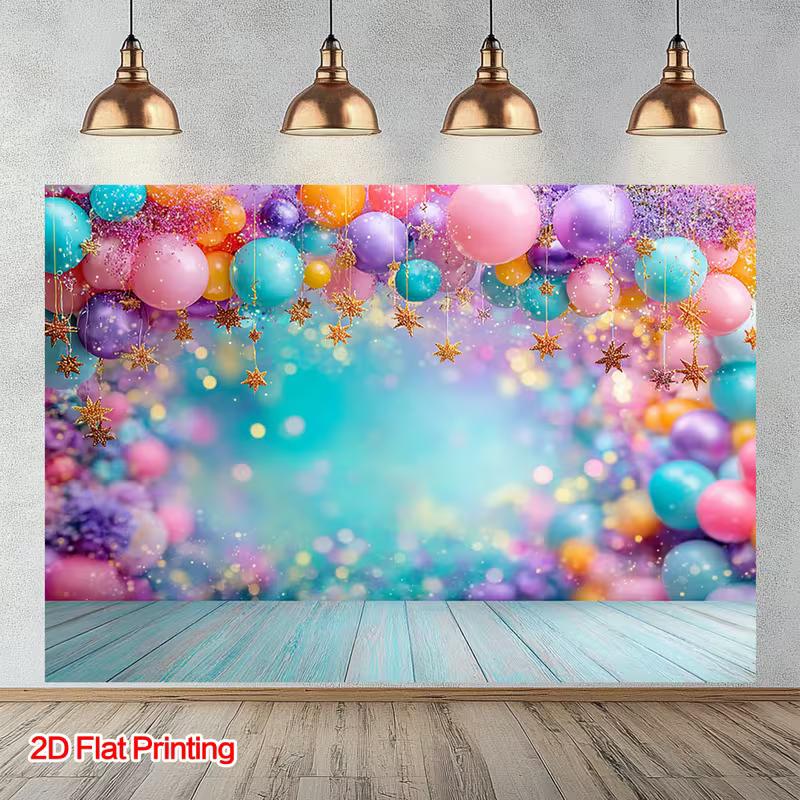 2D Magical Glitter Balloons Background Cloth Photo Booth Pro