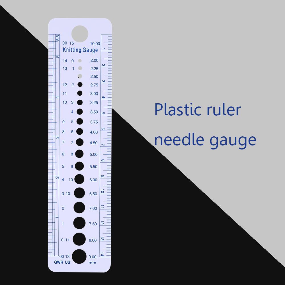 Plastic Knitting Needle Gauge Ruler Inch Cm Sewing Tools US UK Canada Sizes 2 10mm