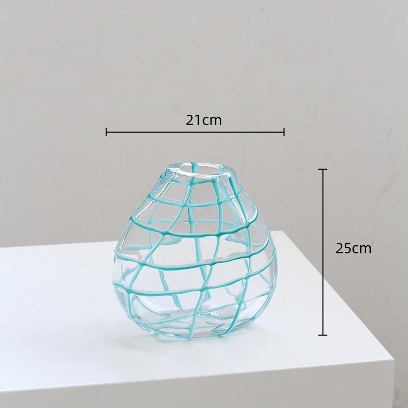 

Glass Vase Hand-wound Colorful Geometric Mesh Transparent Glass Bottle Hydroponics Terrarium Home Decoration Accessories