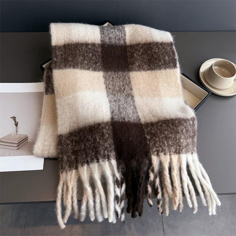 New mohair scarf autumn and winter Korean high-end versatile Maillard imitation cashmere warm