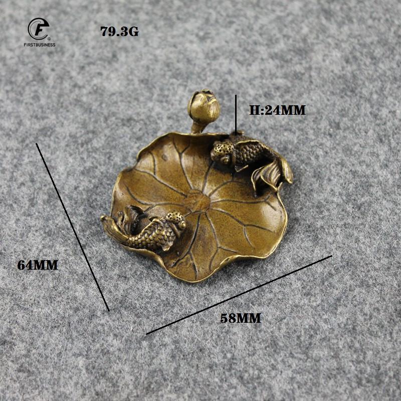 Antique Copper Incense Stick Holder Couple Fishs Lotus Small Ornaments Creative Vintage Brass Censer Home Decor Incenses Burner