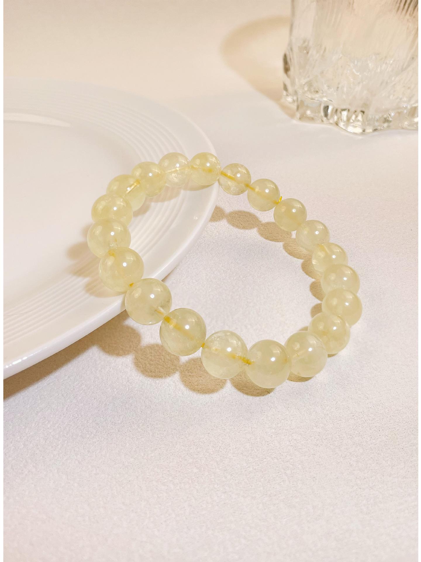 Браслет из натурального лимонного цитрина Jingxi Crystal, круглые бусины 7mm