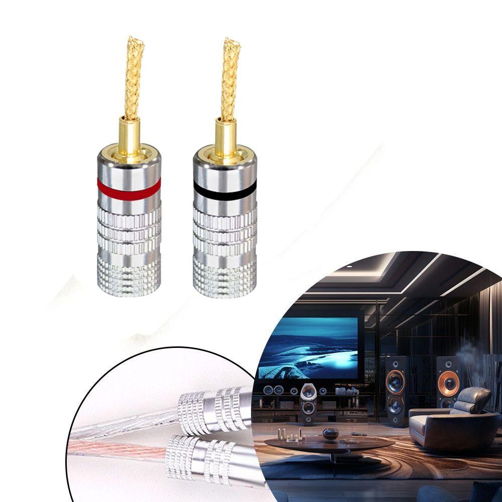 24K Musical Sound Banana Plug Gold Plated Pin Screw Type Speaker Wire Cable Connectors for Speaker Wire Speakers Amplifier