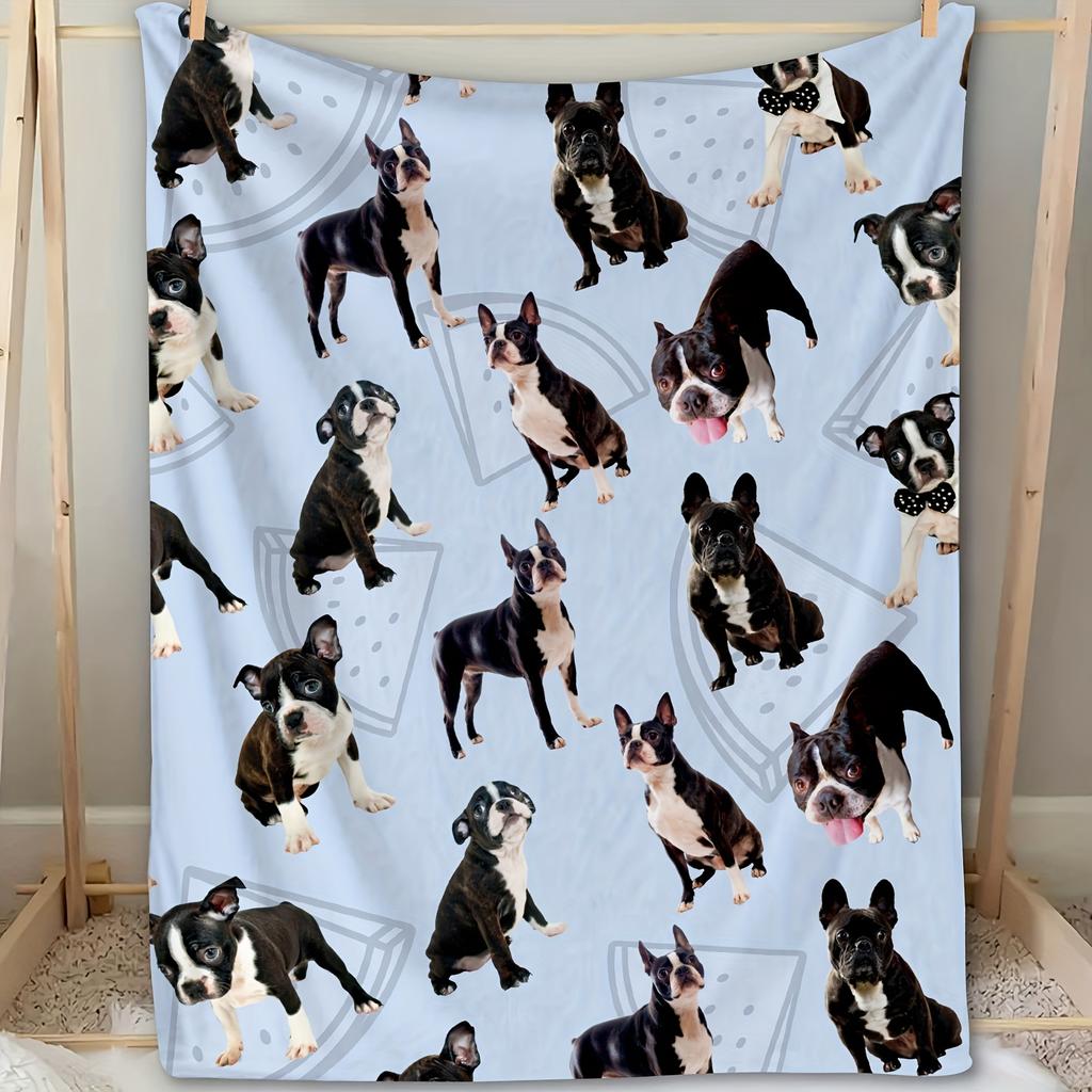 Cozy Bulldog Animal Theme Art Blanket - Soft Warm All-Season Multi-Purpose Throw for Couch, Bed, Office & Travel