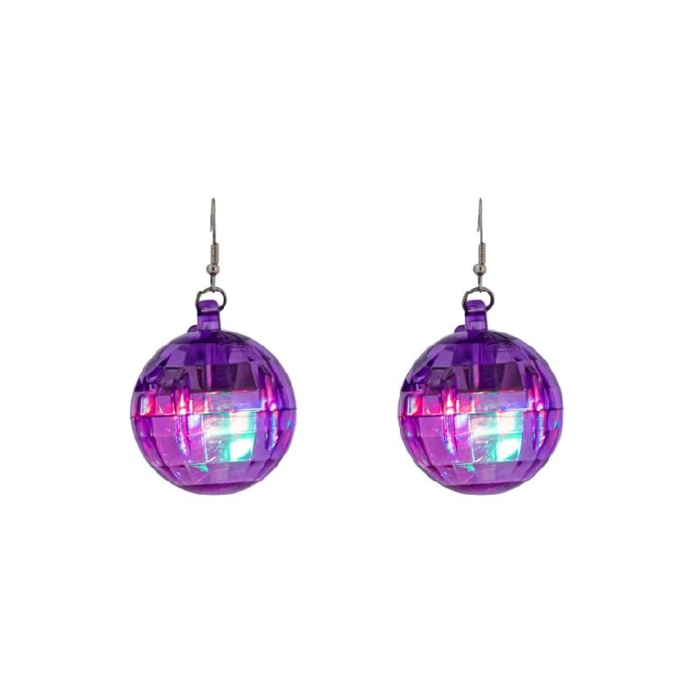Colorful LED Earrings with Disco Balls Style Nightclub Earrings Plastic Texture Suitable for Party Wear and Clubbing Wear