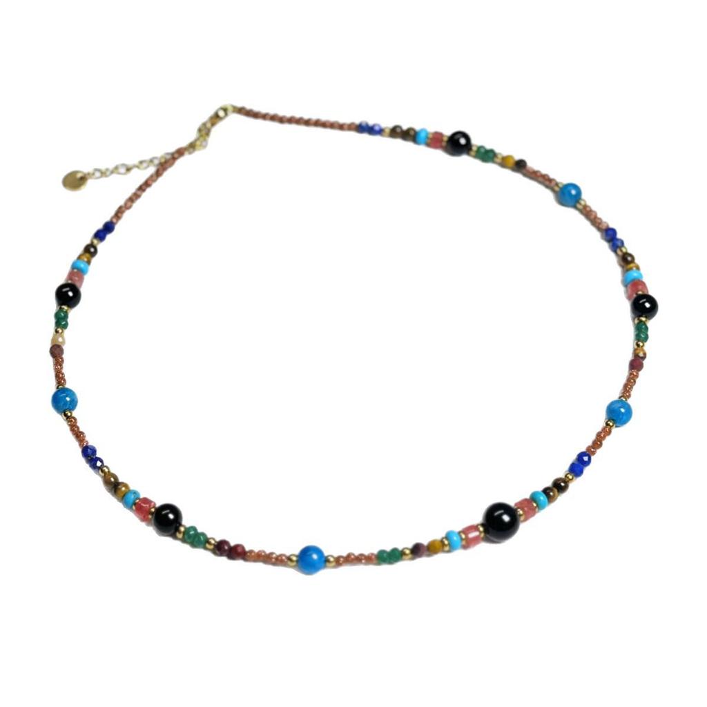 Vintage Holiday Beaded Necklace - Colorful Dopamine Clavicle Chain, Light Luxury Niche Design for Women