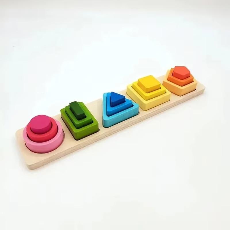 

Детский развивающий деревянный набор из четырех игрушек-колонн, раннее образование, набор мудрости, колонка для интеллекта, геометрическая форма, детское познание 19X7X4CM красный