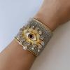 Full Rhinestone Demon's Eye Bracelets Metal Geometric Cuff Bangles  Decoration