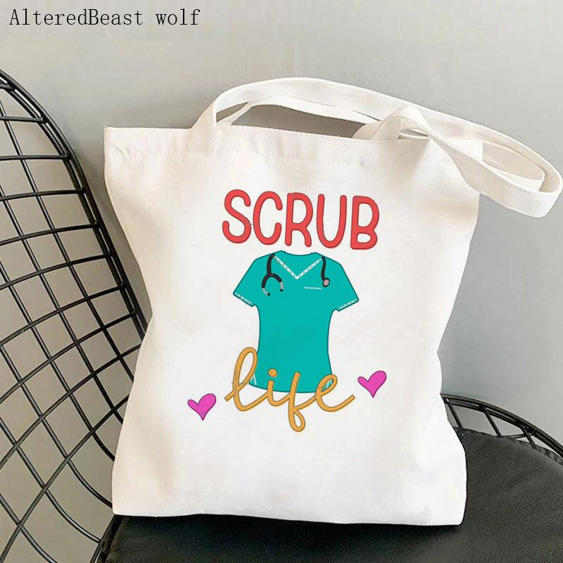 

Женская сумка-шоппер Scrub Life Nurse с принтом Kawaii сумка Harajuku Холщовая сумка-шопер Сумка для девочек Сумка-тоут на плечо Женская сумка