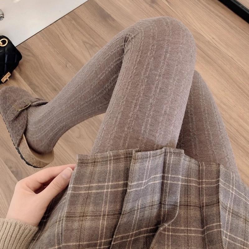 Thermal Vertical Ribbed Knit Tights Vintage Women Slimming Stockings Korean Fashion Underwear For Autumn Winter Cotton Pantyhose