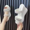 11,5 cm Sommar Peep Toe Kilsandaler För Kvinnor Mode Bling Plattforms Högklackade Casual Gladiator Skor Kvinnlig Toffelsandal