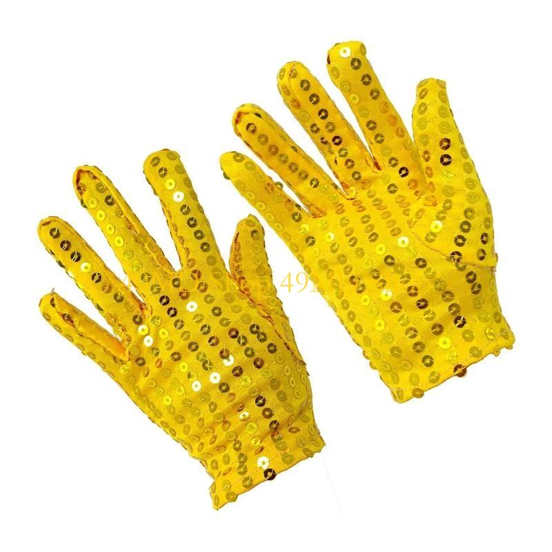 49MD Internet Celebrity Gloves Fashion Stage Performance Sequins Short Glove Black Silver Red Yellow Blue Shinning Mittens