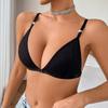 Ribbed Front Closure Deep V Wireless Bra