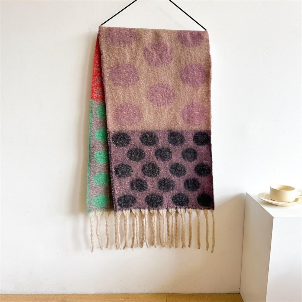 Thick Polka Dot Pattern Shawl Warm Fabric Blanket Scarf Faux Cashmere Scarf Fall Season