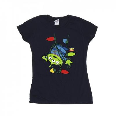 Camiseta de Algodão Feminina/Senhora Luzes de Natal Toy Story Aliens
