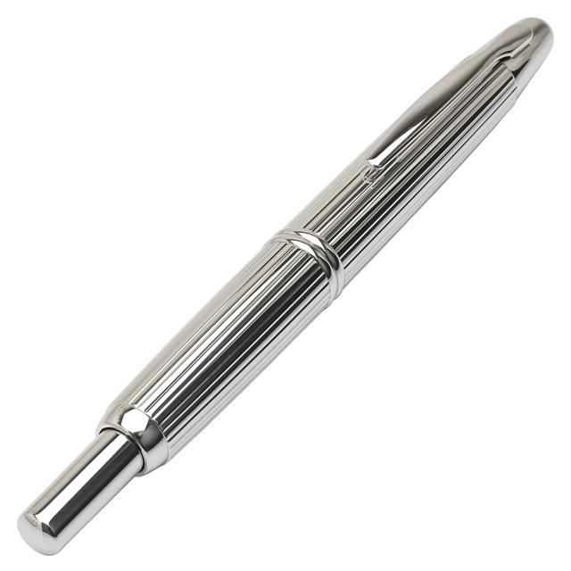 Pilot CAPLESS STRIPE Rhodium Vanishing Point Fountain Pen Fine Nib FC-3MS-S-F with Converter