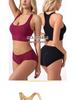 Plus Size Women's Sports Yoga Bra & Brief Set - Sexy, Wireless, Beautiful Back Design