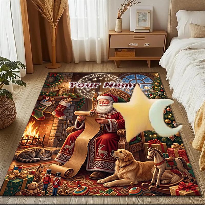 1PC Custom Name Christmas Magic Scene Theme Floor Mat Ideal for Living Room, Game Rooms, Office, Bedroom, Office Floor Mat , Floor Mats for Home