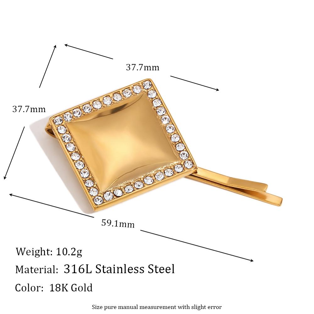 

MamacitaSlay 316L Stainless Steel Smooth Surface Square 18K Gold Plated Hair Clips Waterproof Daily Hair Hair Accessories Gift золотий